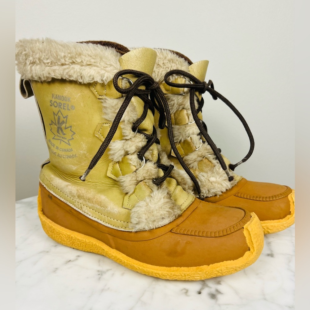 Vintage Sorel Nanook Winter Snow Boots | Size 7 | Mid-Calf | Faux Fur Trim